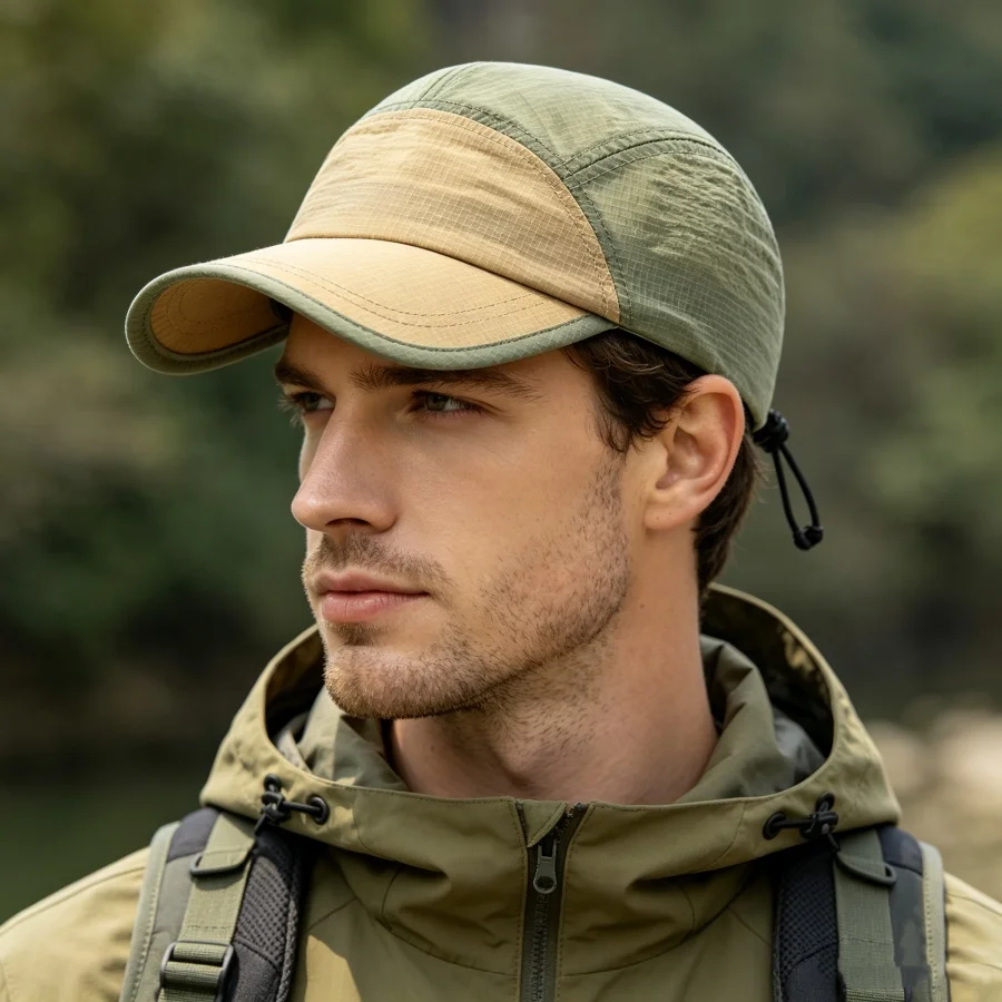 Image of Leichter, tragbarer, farblich abgesetzter, schnell trocknender Hut für Herren, verstellbare Elastizität, die den Kopf nicht zusammendrückt, geeignet für Outdoor-Wanderungen, Radfahren, Bergsteigen,