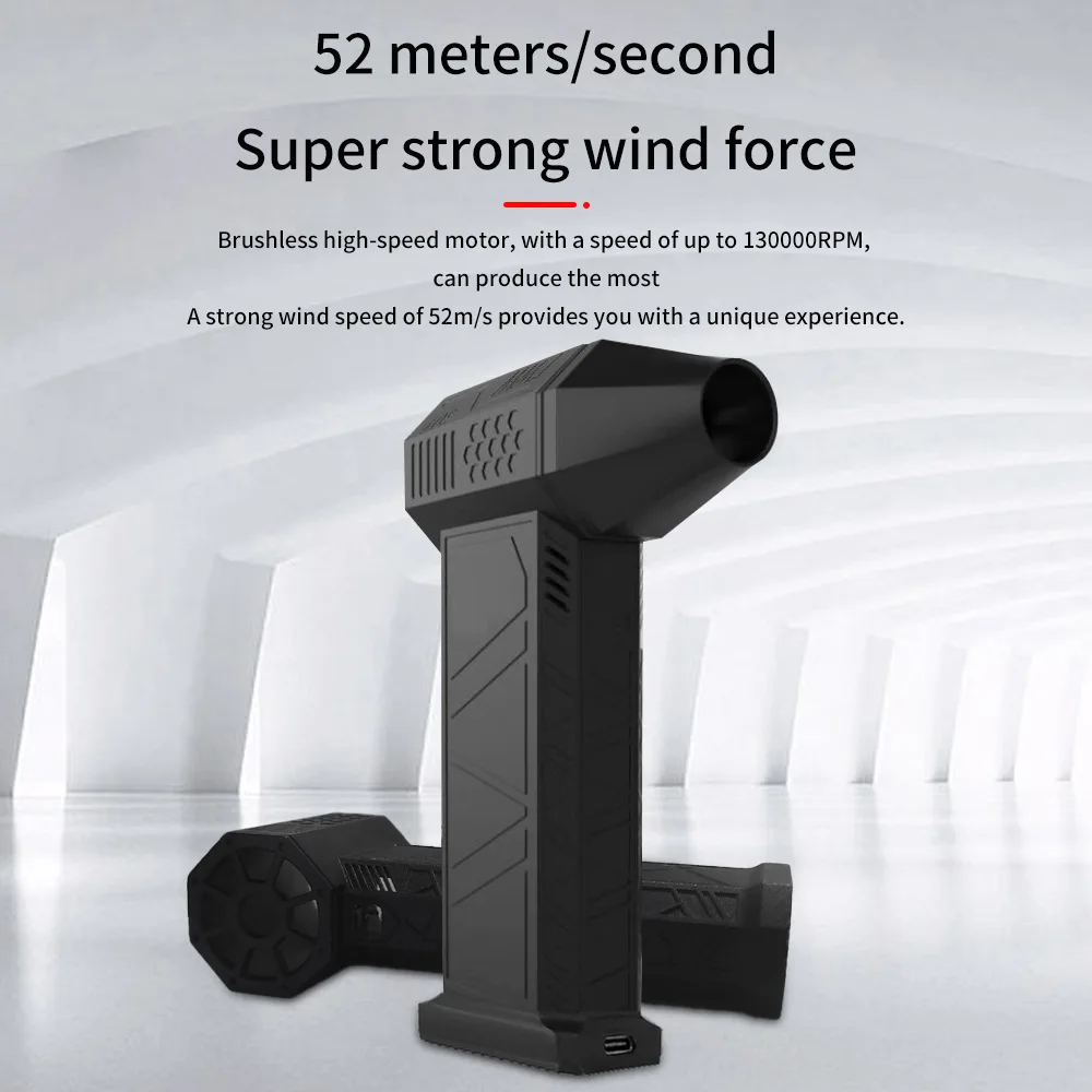 Turbo fan 130,000 to high speed brushless motor handheld charging outdoor fan hair dryer