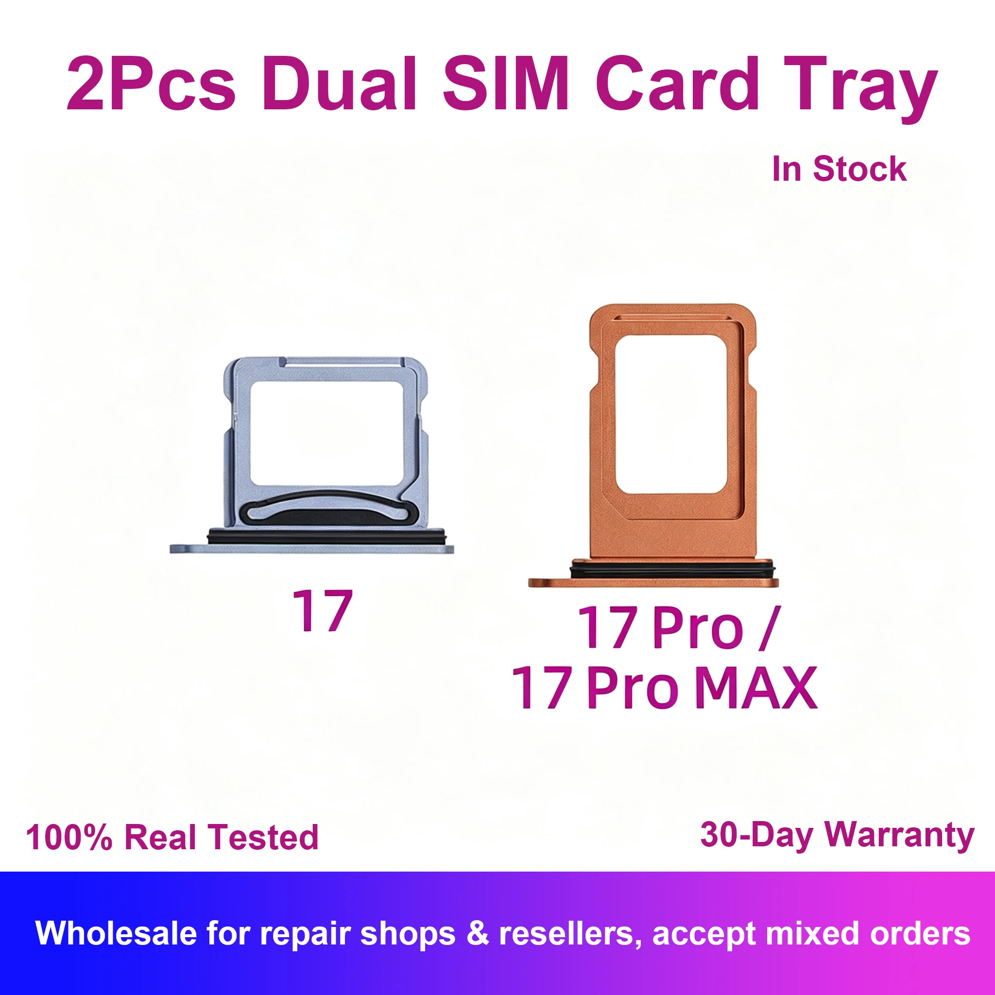2Pcs Dual SIM Card Tray Slot Holder Waterproof Rubber Gasket Spring For iPhone 17 Pro Max Replacement Repair Parts