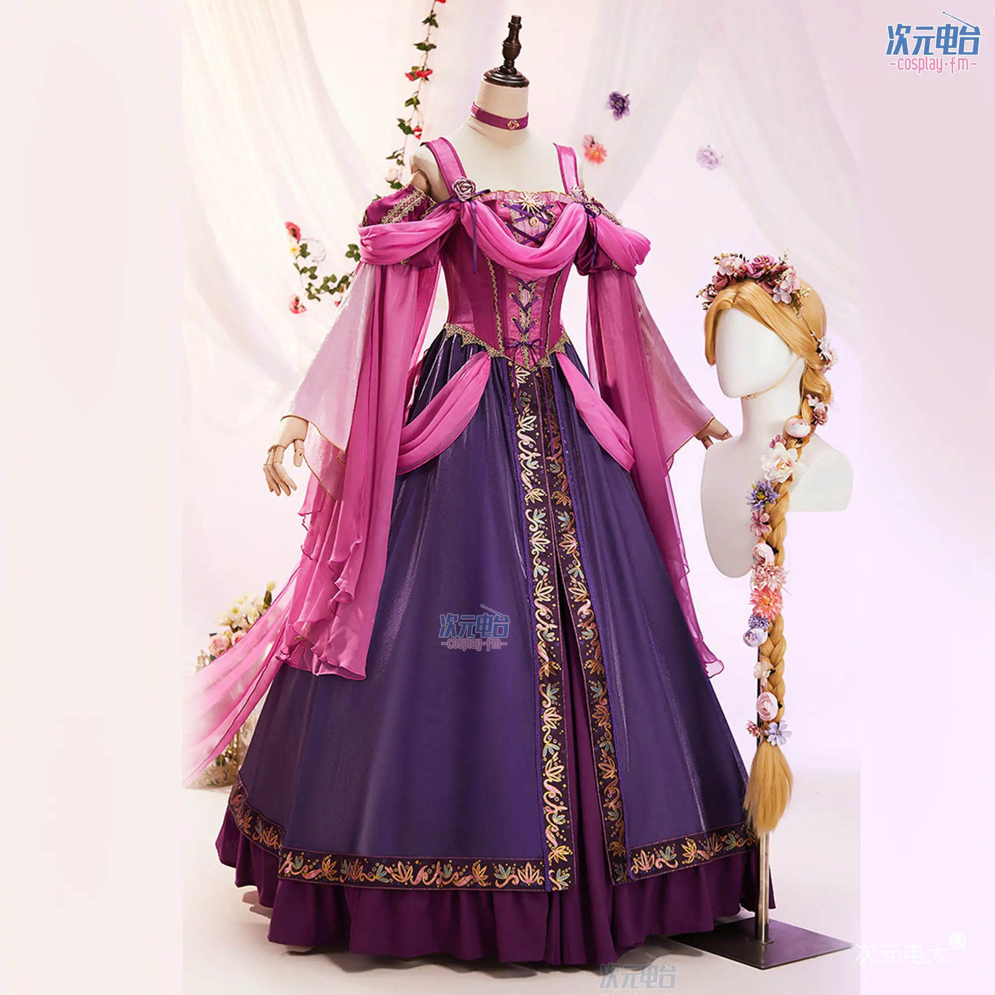 

Tangled Rapunzel Cosplay Costume for Women Middle Ages Dress Halloween Cosplays Anime