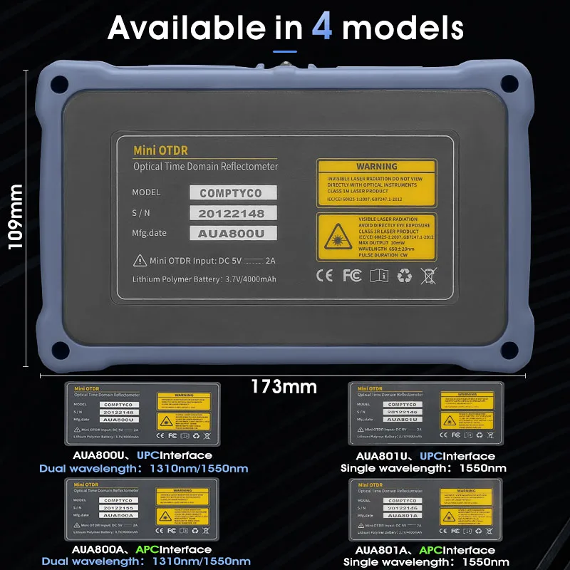 Imagem -06 - Otdr 1310 1550nm 26 24db Otdr Fibra Óptica Refletômetro Touch Screen Vfl Ols Opm Mapa de Eventos Ethernet Cabo Tester