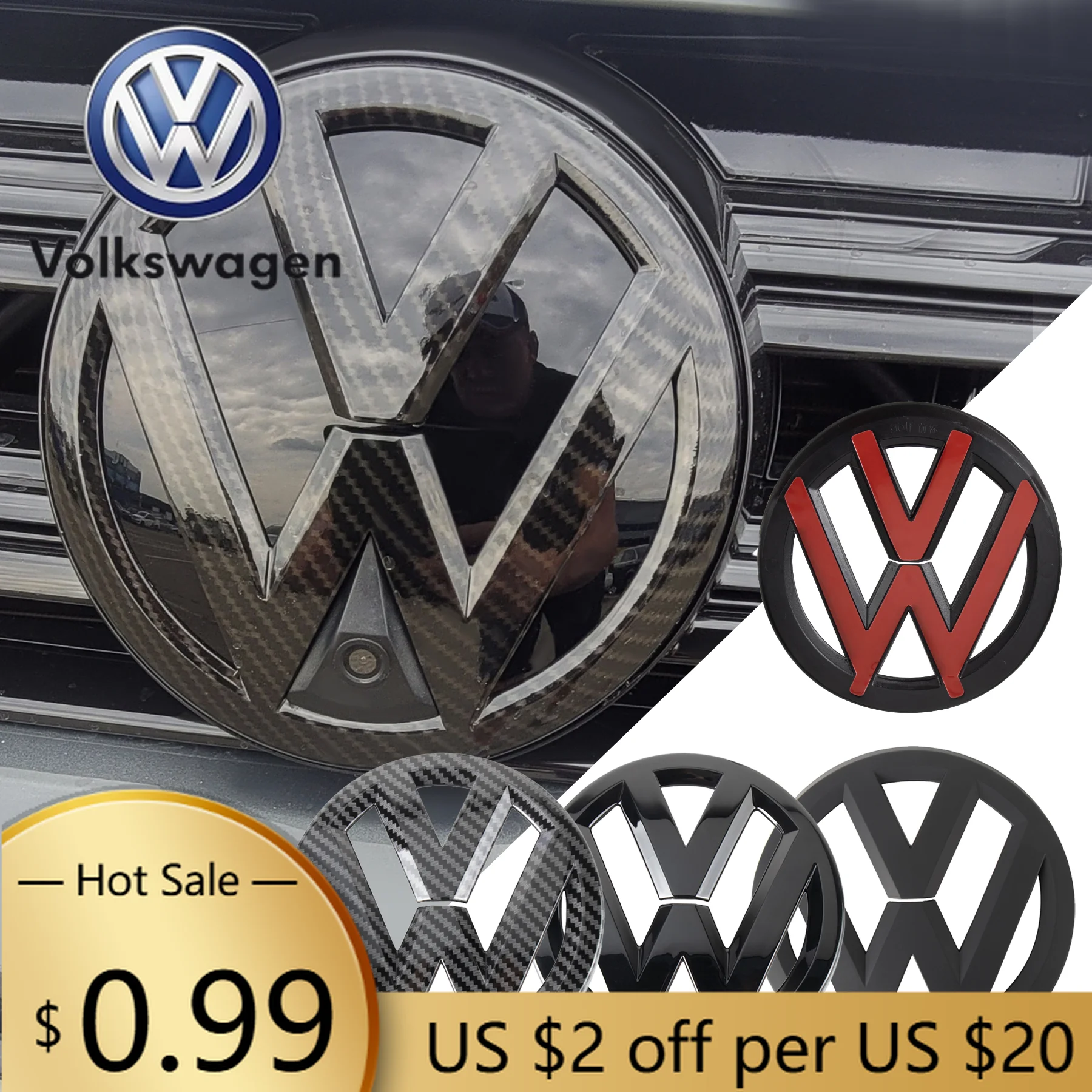 Emblemas para Parrilla Delantera de Coche VOLKSWAGEN VW, Cubierta para Emblema del Maletero Trasero, Adhesivo con Logotipo para Volkswagen VW Sportvan Golf 4 MK4 5 MK5 6 MK6