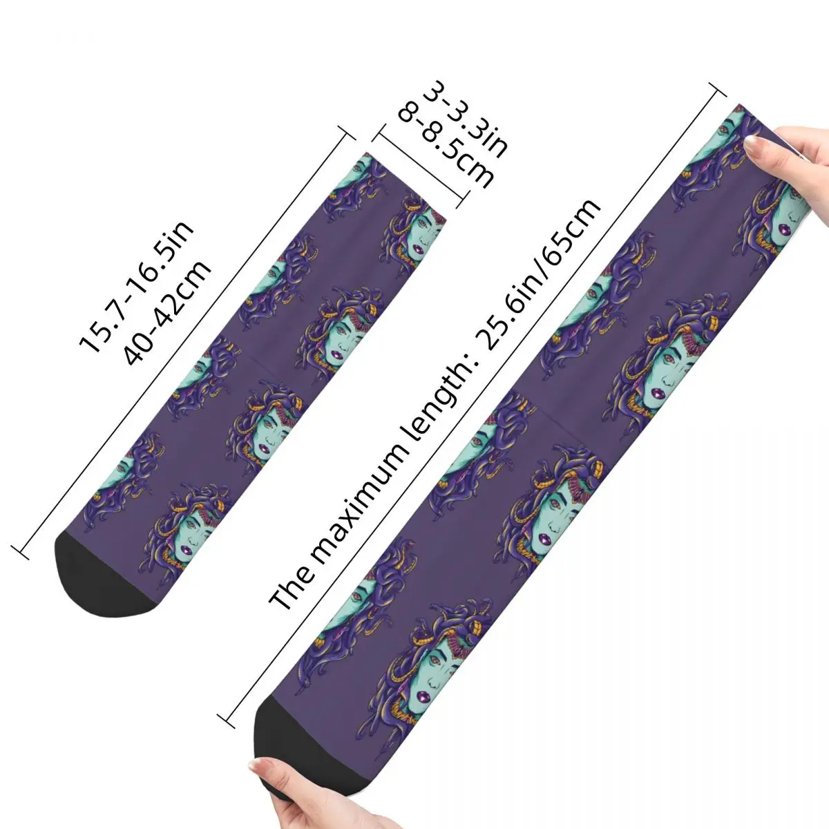 Funny Crazy Sock for Men Mythological Hip Hop Harajuku Medusa Mythology Happy Quality Pattern Printed Boys Crew Sock Casual Gift