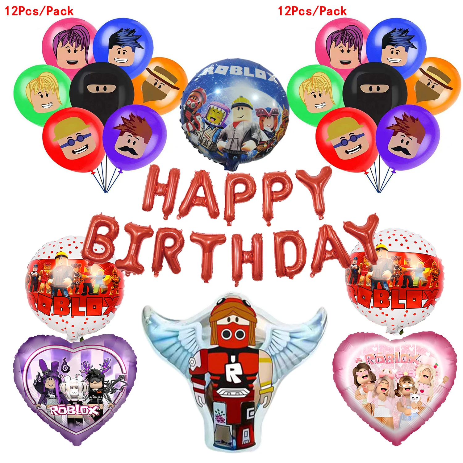 Roblox Balon Pesta Ulang Tahun Set Balon Film Aluminium Lateks Baby Shower untuk Hadiah Perlengkapan Dekorasi Pesta Ulang Tahun Anak-anak