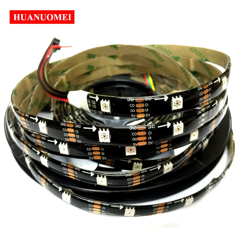 

5V 30LEDs/M SK9822 Addressable RGB LED Strip 5050 APA102 Digital Flexible Tape TV Lights Lamp Black PCB Waterproof IP65 Ribbon