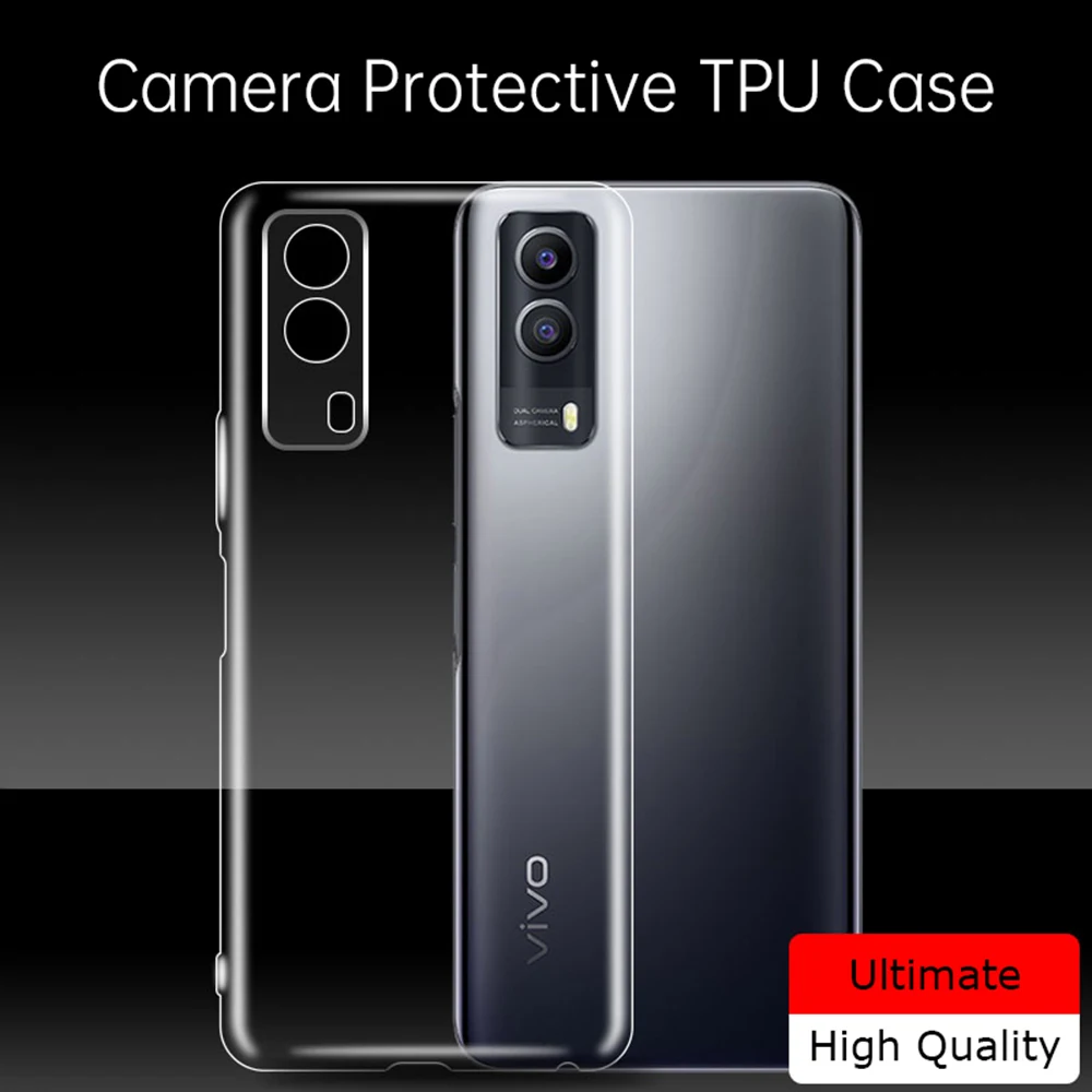 

Luxury Ultra Thin Soft Clear TPU Phone Case for VIVO Y53S 5G Lens Protective Shockproof Transparent Silicone Back Cover Housing