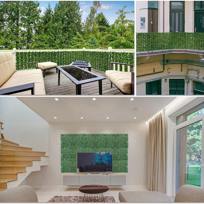 Artificial Leaf Privacy Fence Screen 2X1M Hedge Panels Balcony Screen Ivy Leaves Fence Screen For Wall Garden Decor