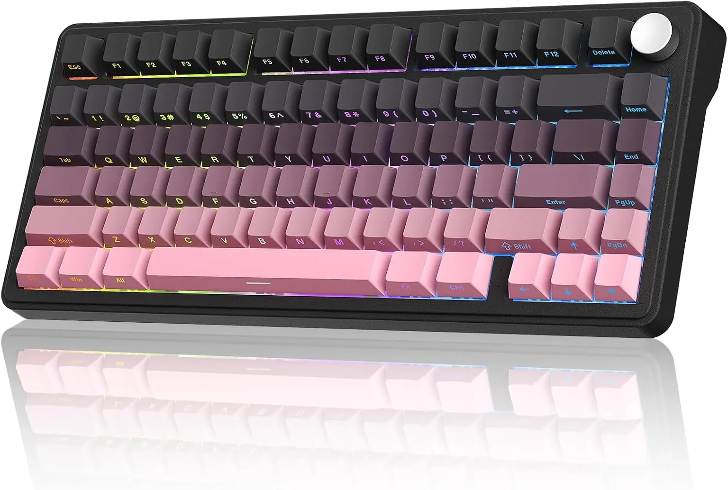 

M75 Mechanical Keyboard, 75% Gasket Hot-Swappable RGB Backlit, PBT Keycaps, 2.4GHz/Bluetooth/USB-C Gaming (Black & Pink)