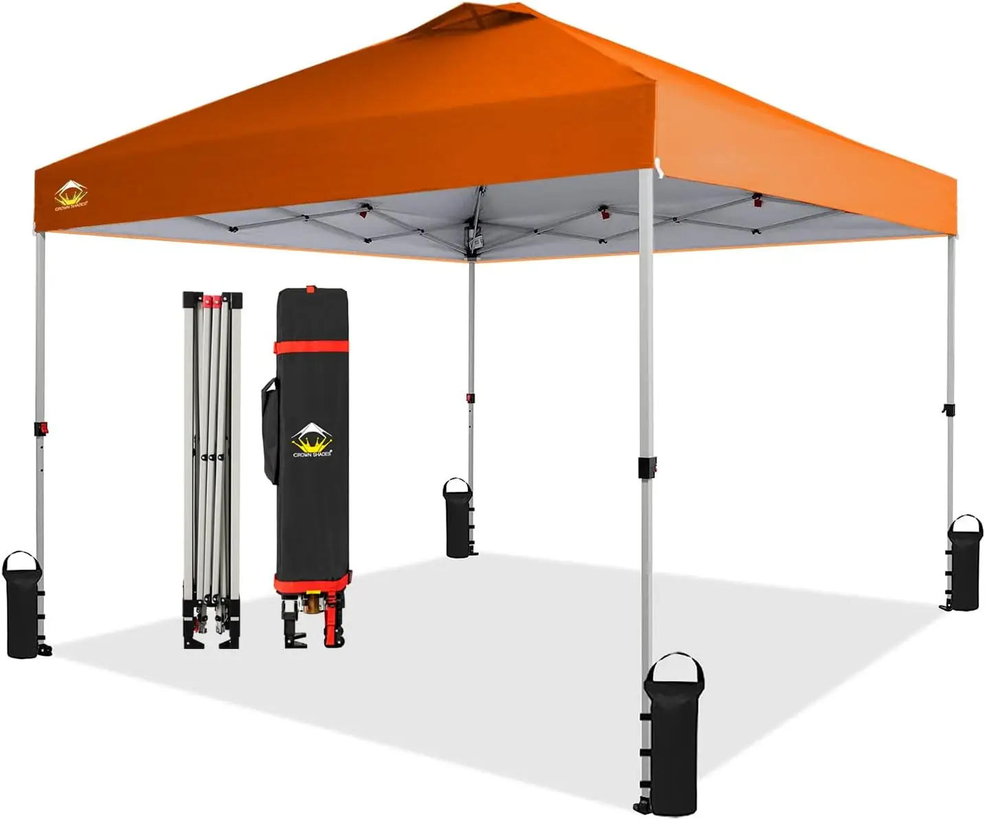 

Crown Shades 10x10 Pop up Canopy Tent, Patented One Push Pop Up Tent with Wheeled Carry Bag, Bonus 8 Stakes and 4 Ropes