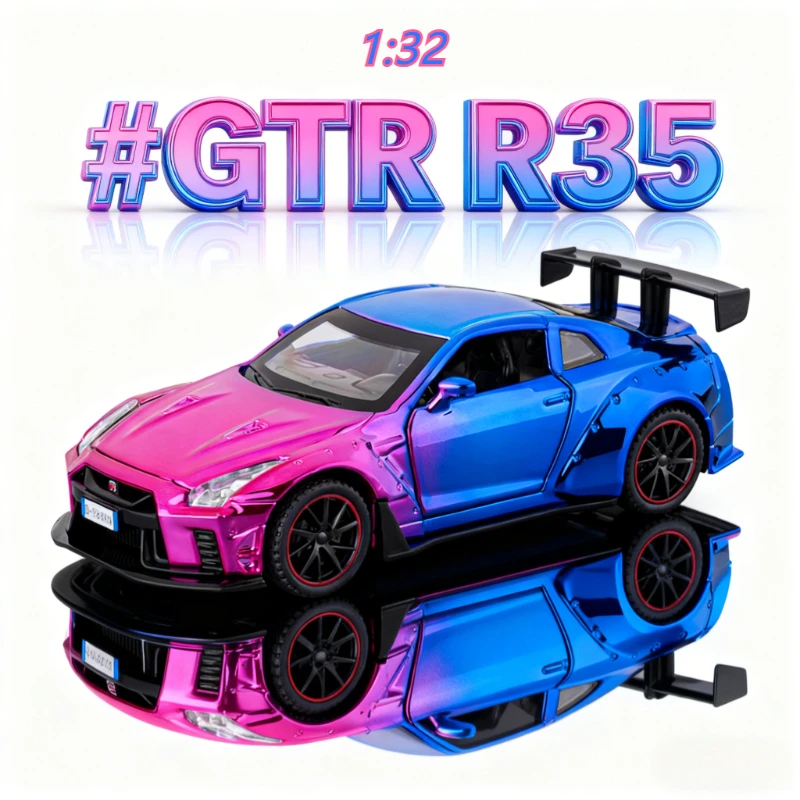 1:32 GTR R35 سيارة رياضية Diecasts لعبة المركبات لعبة معدنية نموذج سيارة محاكاة التراجع مجموعة ألعاب أطفال