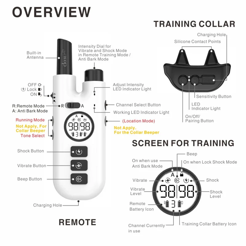 New Arrivals800M Remote Control Remote Dog Trainer Automatic Bark Stopper Electronic Training Collar Pet Supplies