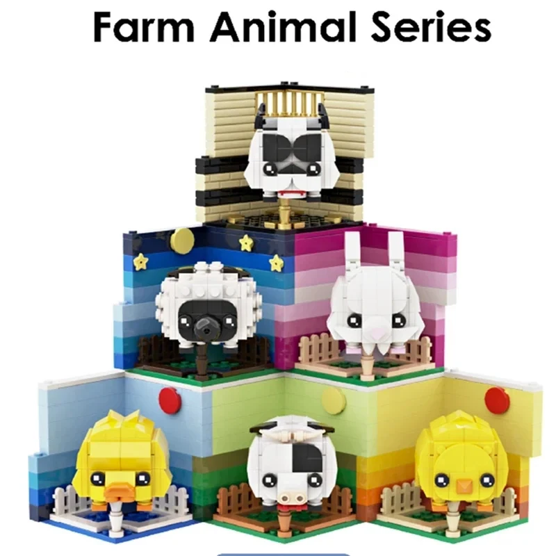 Creative Animal Building Blocks Cute Panda Koala Tiger Rabbit Chicken Model Bricks Educational DIY Toy Birthday Gift