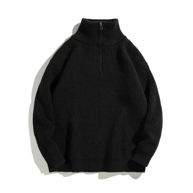 เสื้อสเวตเตอร์ซิปครึ่งตัว ผู้ชาย ฤดูใบไม้ร่วงและฤดูหนาว คอสูง แบรนด์แฟชั่น เสื้อซับใน เสื้อท็อปลำลอง เสื้อไหมพรมคู่รัก
