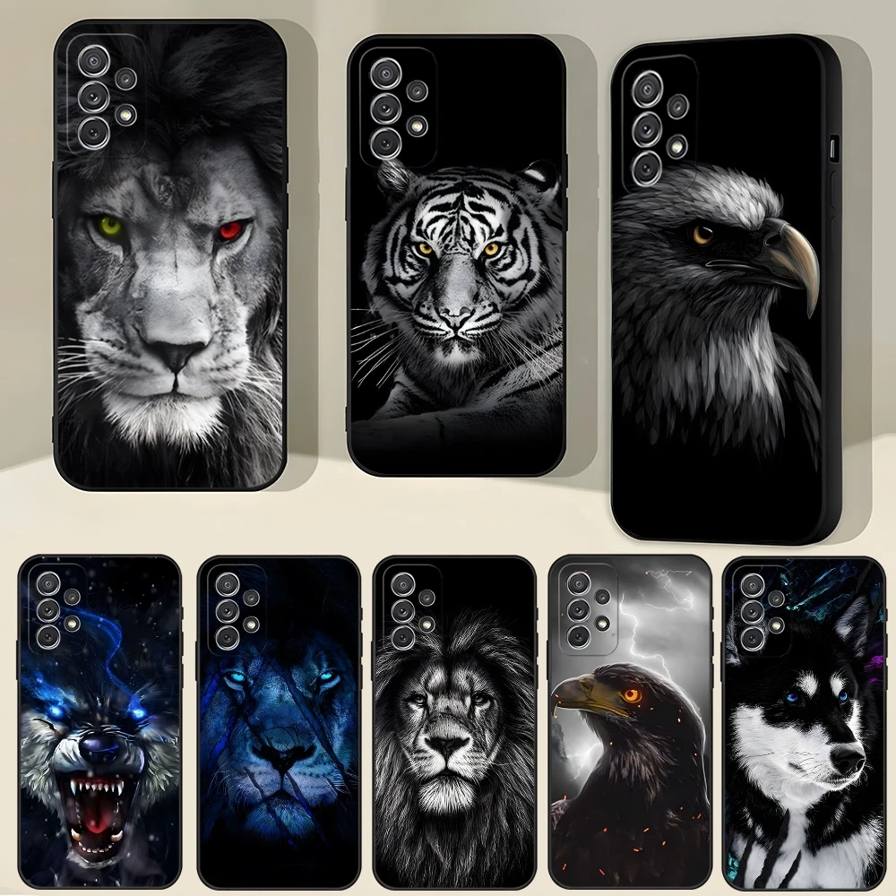 Animal Lion Wolf Tiger Eagle Phone Case For Samsung S23 Ultra S24 S22 S20 Fe S21 Plus Galaxy A54 A34 A16 A53 A13 Back Cover