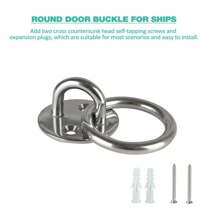 Eye Plate Round Pad Eye Plate Ship Door Buckle Heavy Duty Hammock Hooks Hanger Staple Hook Loop Marine Hardware With Screws