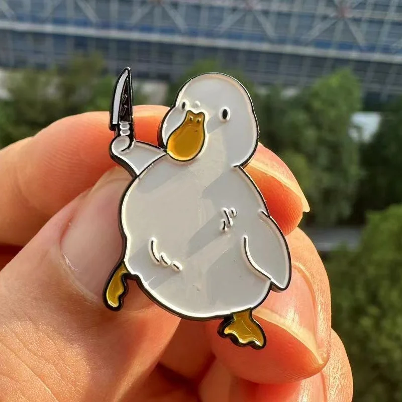 Interesting Duck Knife Brooch Cartoon Art Needle Buckle Accessories Collection Badge