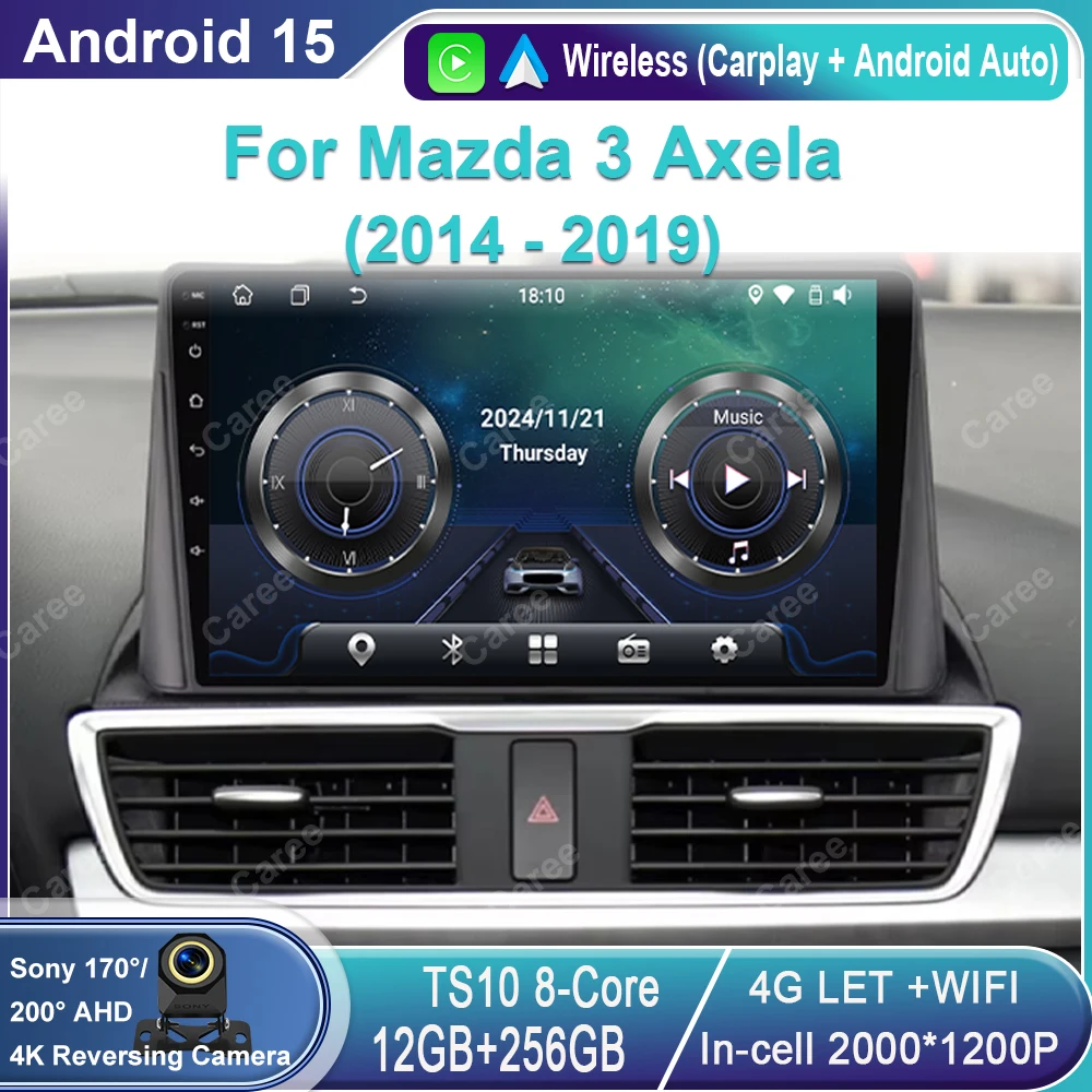Android 15 Car Radio For Mazda 3 Axela 2014 2015 2016 2017 2018 2019 Auto Player Navigation GPS Multimedia Carplay No 2din DVD