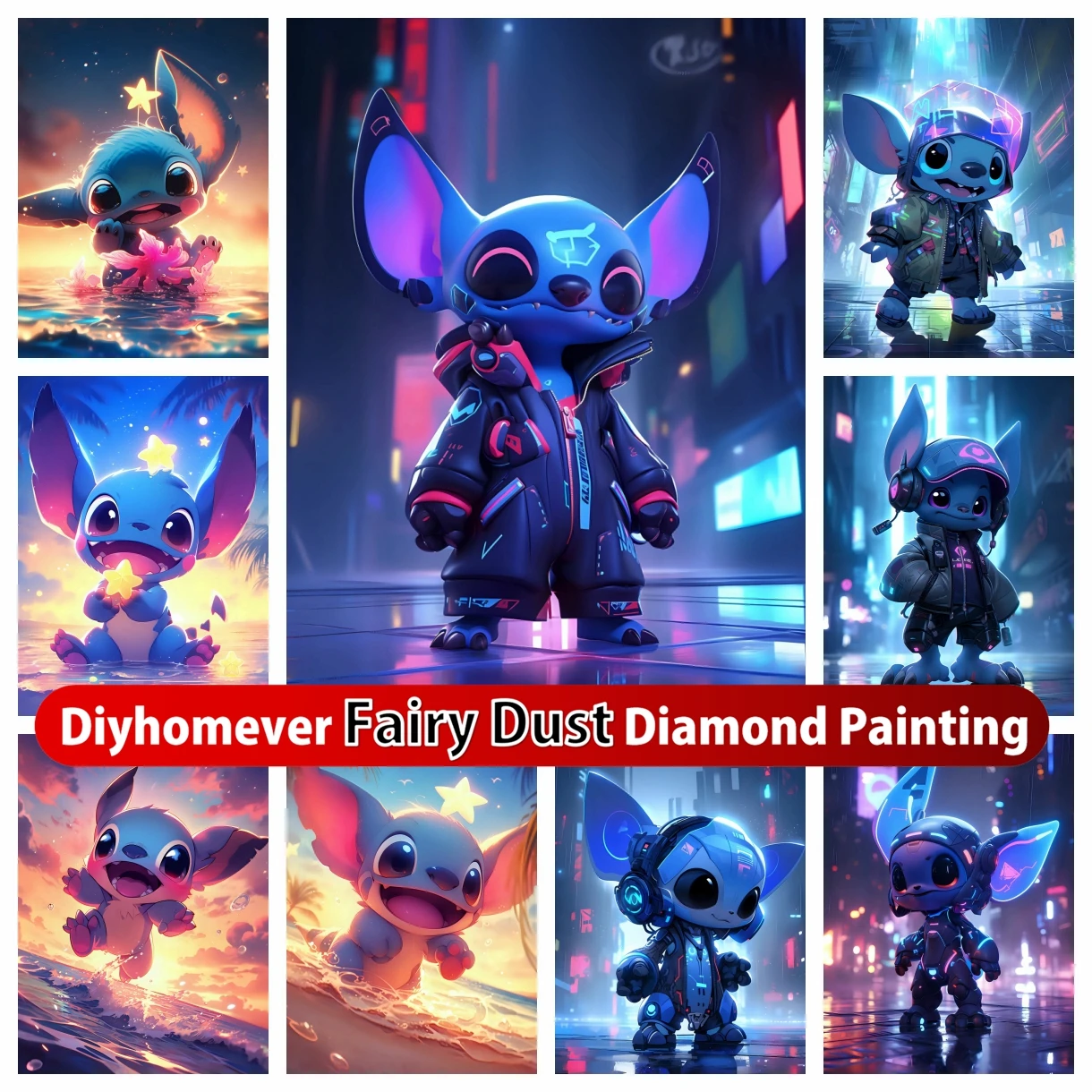 Cyberpunk Lilo & Stitch Fairy Dust Diamond Painting Mosaic Disney Cartoon Art Cross Stitch Embroidery Home Decor Children's Gift