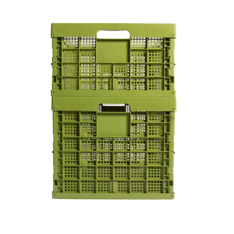 Large Capacity 800*570 Foldable Green PP Folding Basket for Warehousing Logistics for Fresh Supermarket and Home Use