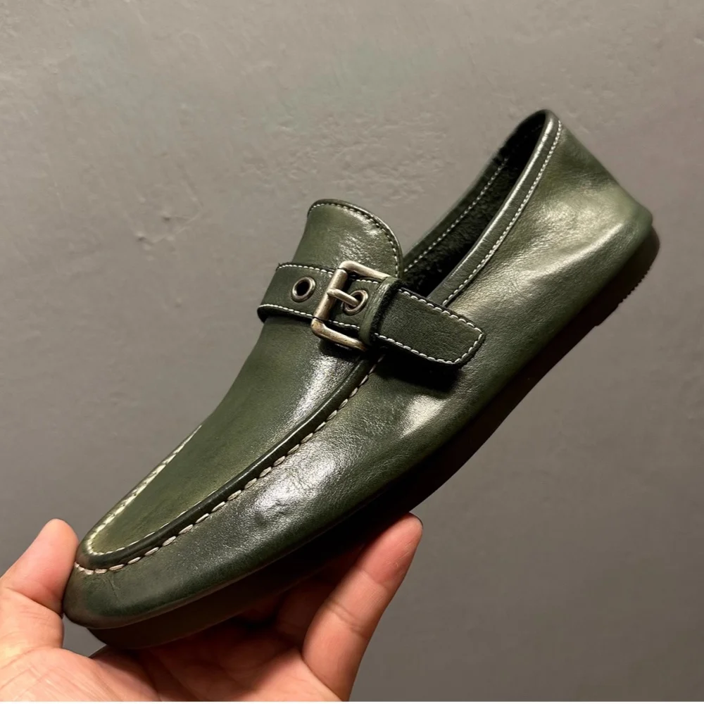 

High-end leather shoes with suede uppers, new style, high street quality, fashionable loafers with soft soles and soft uppers, i