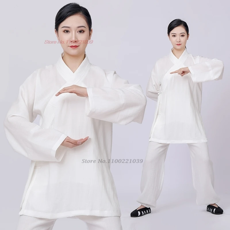 Uniforme chinois de Tai Chi Wushu en coton et lin, costume de Kung Fu, arts martiaux, pratique du matin, méditation bouddhiste, 2024