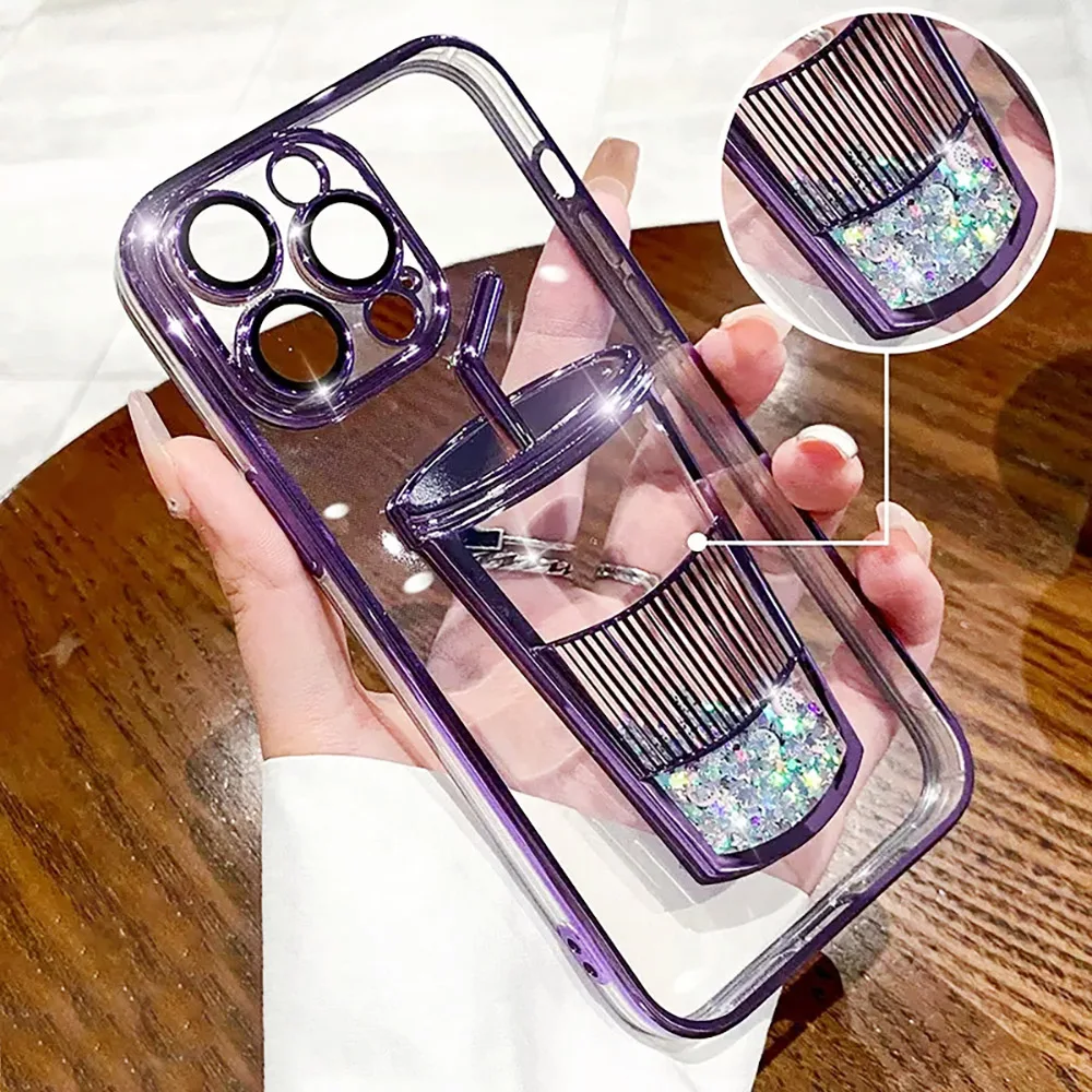 Acryl Quicksand Cup Transparente Handyhülle für iPhone 14 Pro Max 13 12 11 Pro Max 11 14 Hülle stoßfest Luxus Mehrfarbig