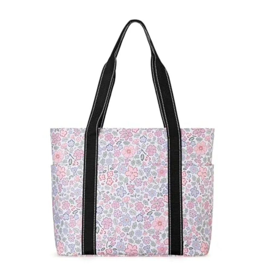 

Tote Bag for Women with Laptop Compartment and Cup Holder, Nylon Bag for Work, Travel, Gym, Beach, Teacher, Nurse, School, Mom