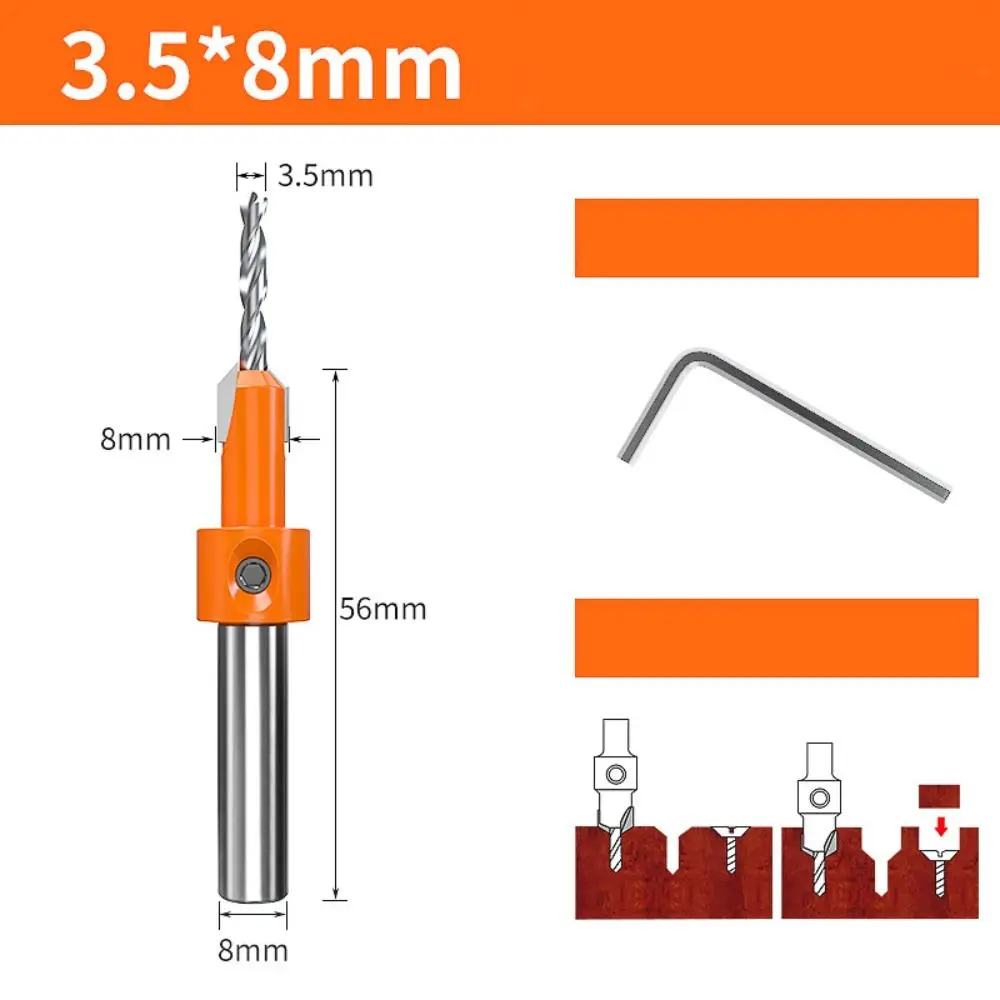 New 8/10MM Wood Drilling HSS Woodworking Tools Counter Sink Router Bit Professional Hole Punch Screw Drill