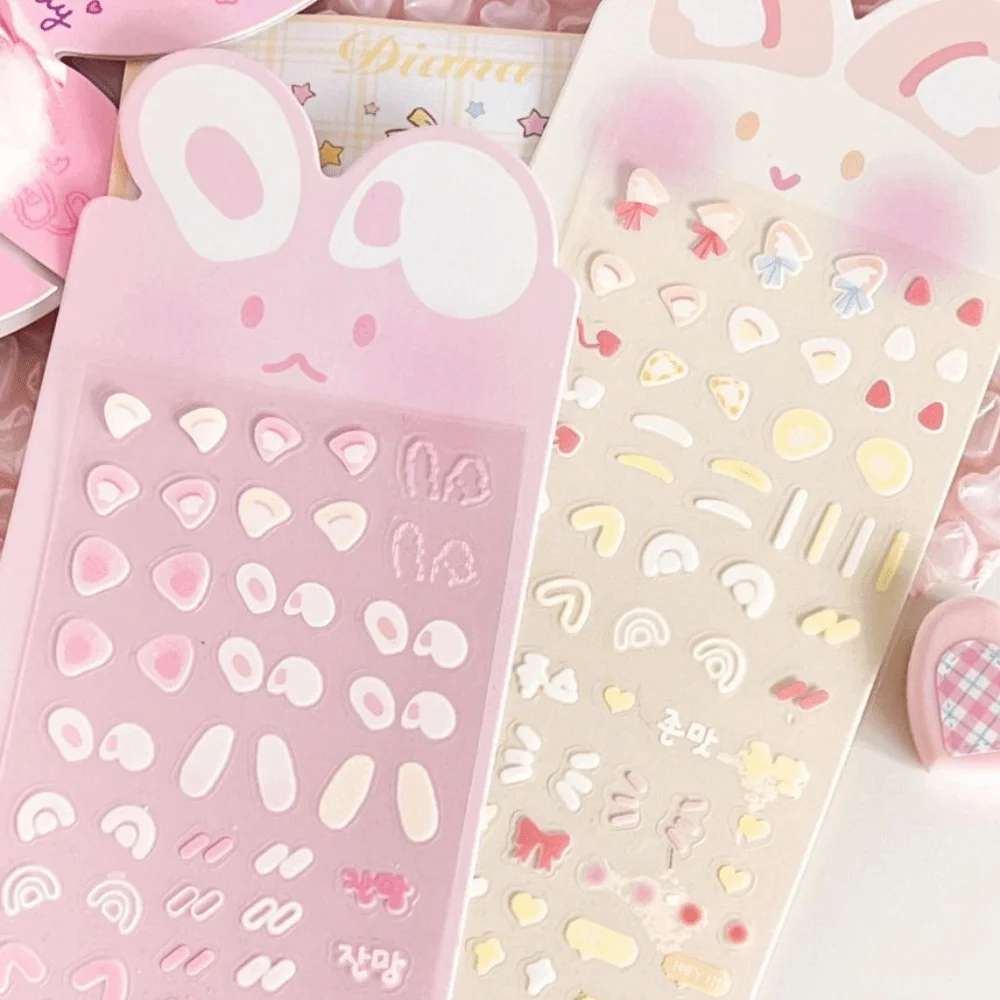 كارتون لطيف أرنب الأذن أحمر الخدود ملصق PET Kawaii DIY ملصقات ديكور لتزيين الغرف ألبوم بطاقة الصور ملصق هدية