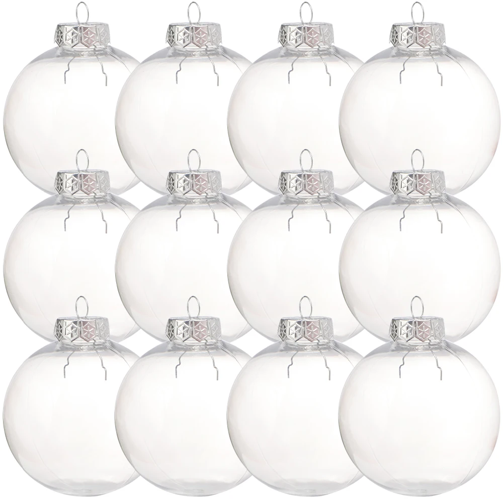 

12pcs Clear Christmas Balls Tree Ornaments Hanging Decorations Fillable Reusable Transparent Craft Pendants Xmas Decorations