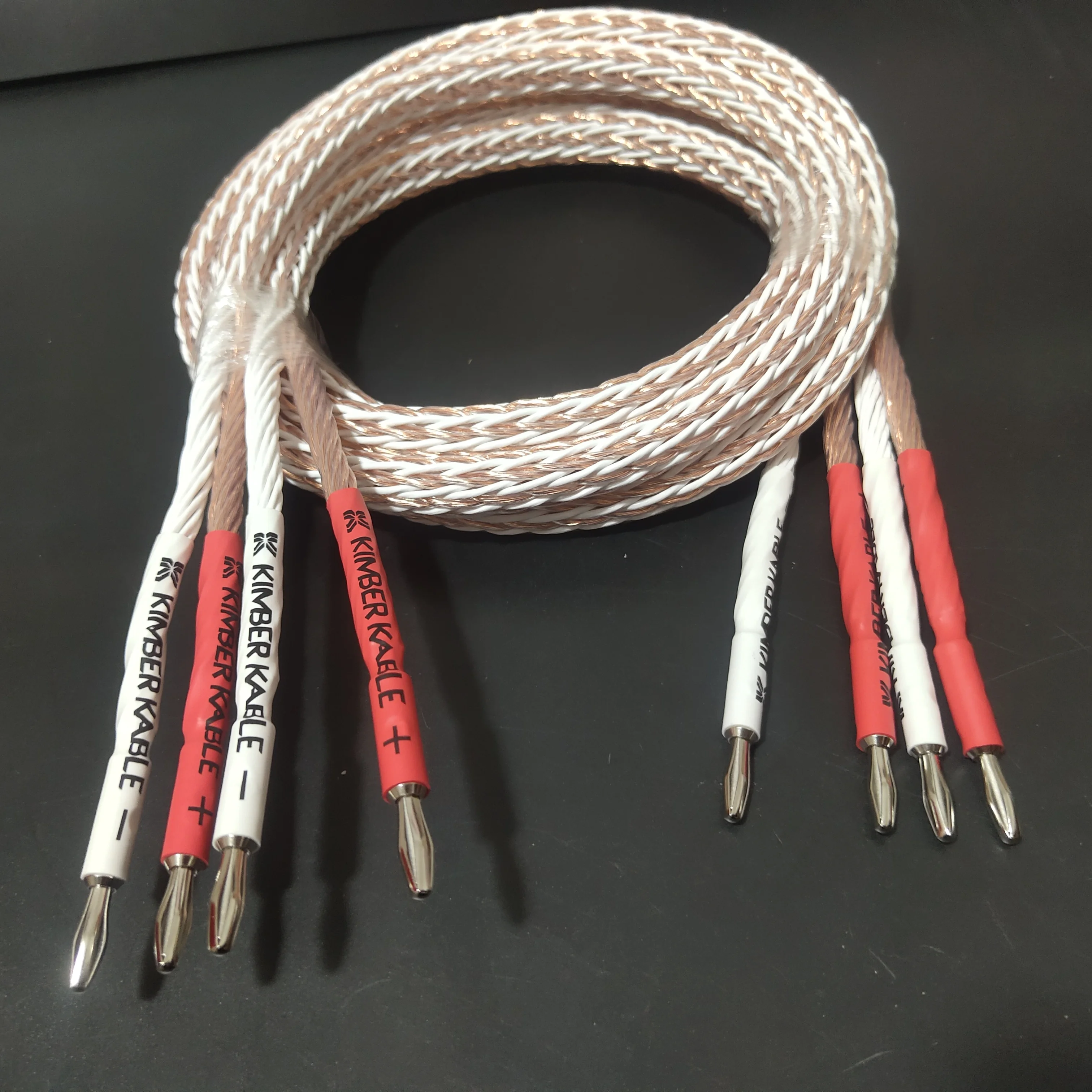 1Pair HiFi 12TC 24 cores High Purity OCC Speaker Cable rhodium-plated Banana/Y-spade Plug Amplifier Player interconnection wire