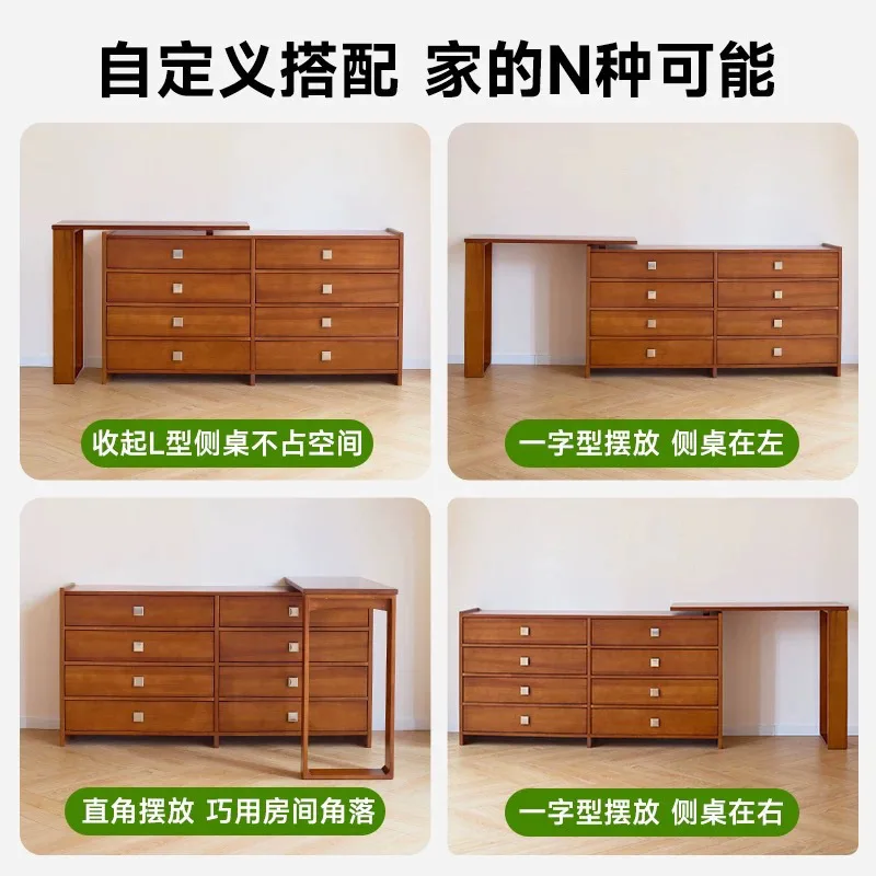 Retro solid wood dresser chest, locker corner makeup table c