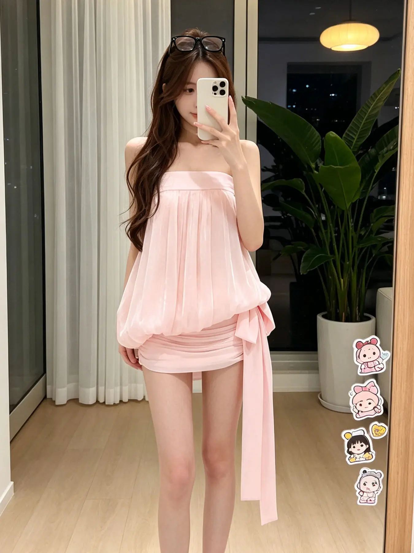 

First Love Puffball Top Skirt Set Shiny Halterneck Pleated Knot Half Skirt Summer Fashion Set Women's Breathable ...