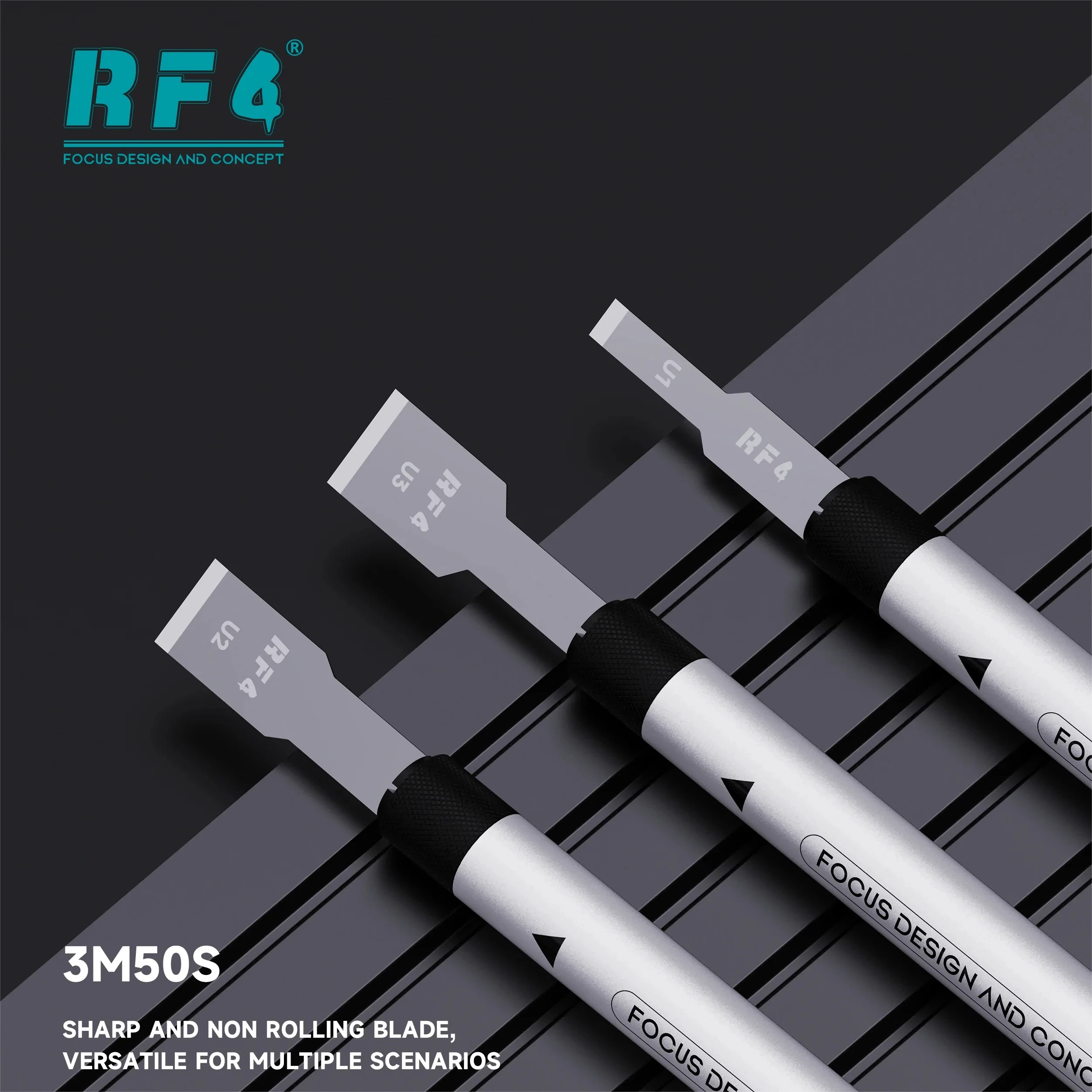 RF4 3M50S Professional Scraper Set - 6Pcs Blades (U1/U2/U3) 0.5mm Thickness For Phone Mainboard Repair,Glue Removal, Chip Prying