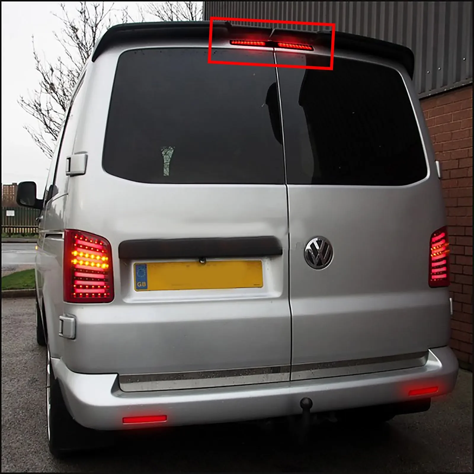 YANYI Red LED High Level Brake Stop Light Black Lens L+R For VW T5 T6 Transporter Barn Door 2003-up