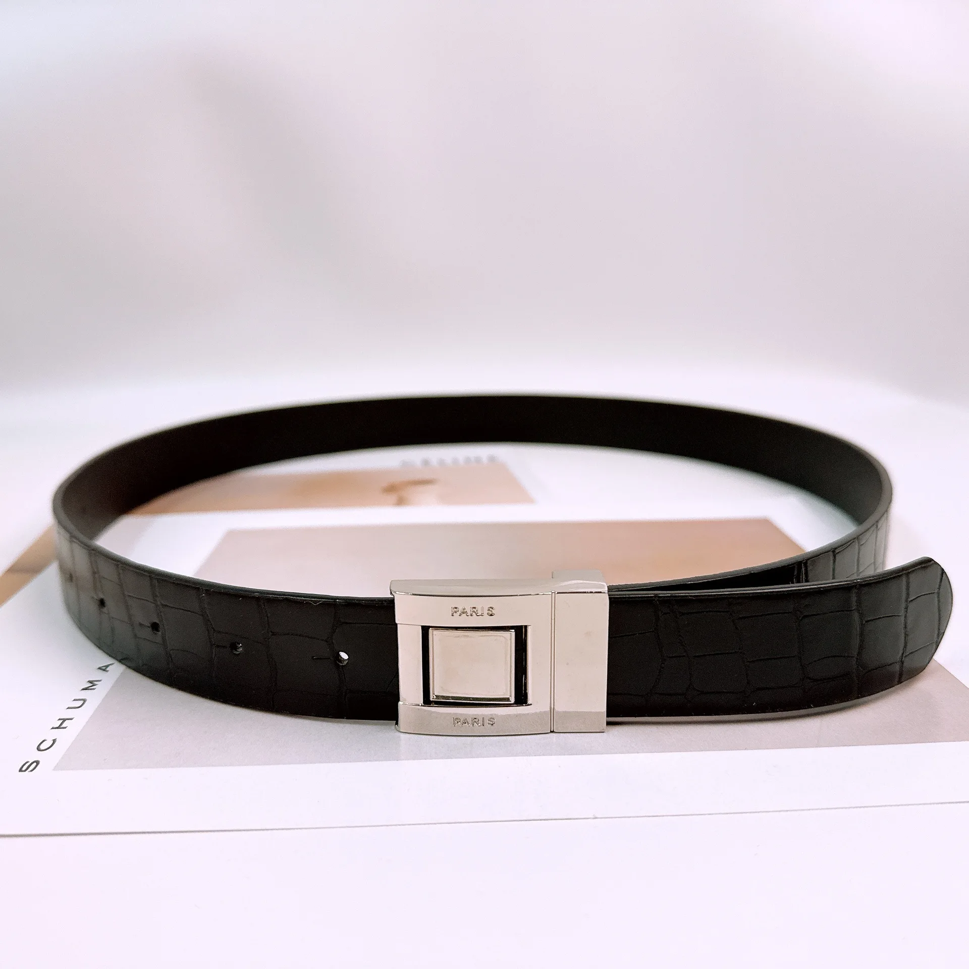 Женский узкий кожаный ремень, однотонный винтажный металлический ремень с пряжкой, регулируемый тонкий пояс для платья, джинсов, пальто