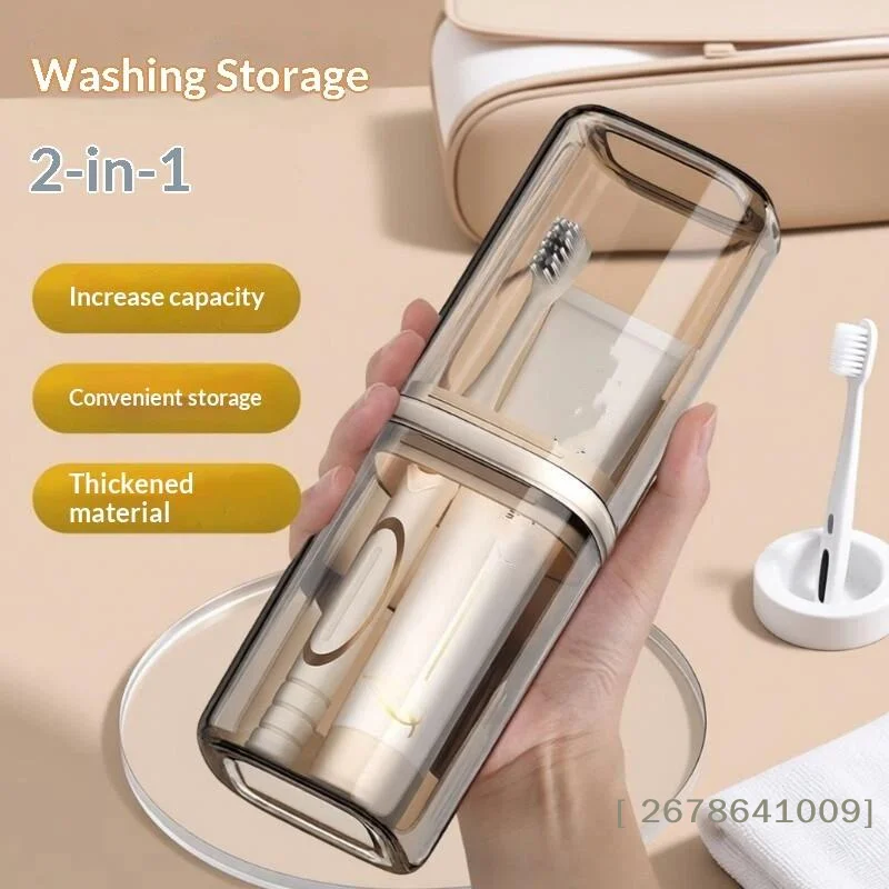〔L〕Portable 2 In 1 Travel Toothbrush Holder Case Thickened Clear Large Capacity For Business Trips Camping Travel