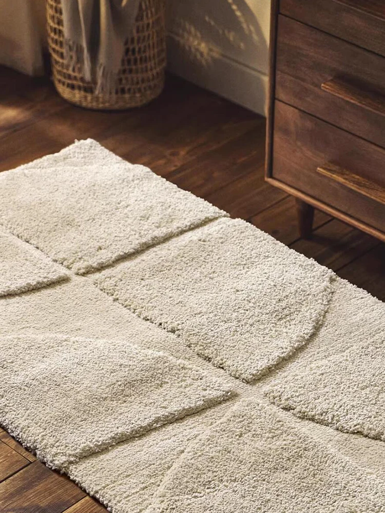 Modern Beige Cream Style Bedroom Carpet Long Plush Soft Area Rug for Cloakroom Modern Luxury Living Room Large Rug Coffee Table