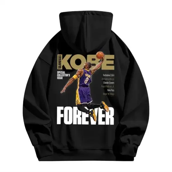 Men's Kobe Bryant Commemorative Hoodie Sweatshirt - Long Sleeve, Crew Neck, Printed Classic Dunk Scene, 