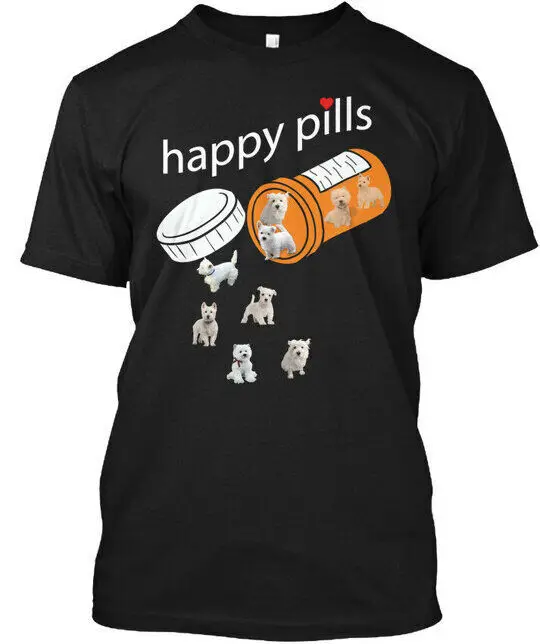 Happy Pills Westie - Tee T-shirt Made In The USA Size S To 4XL