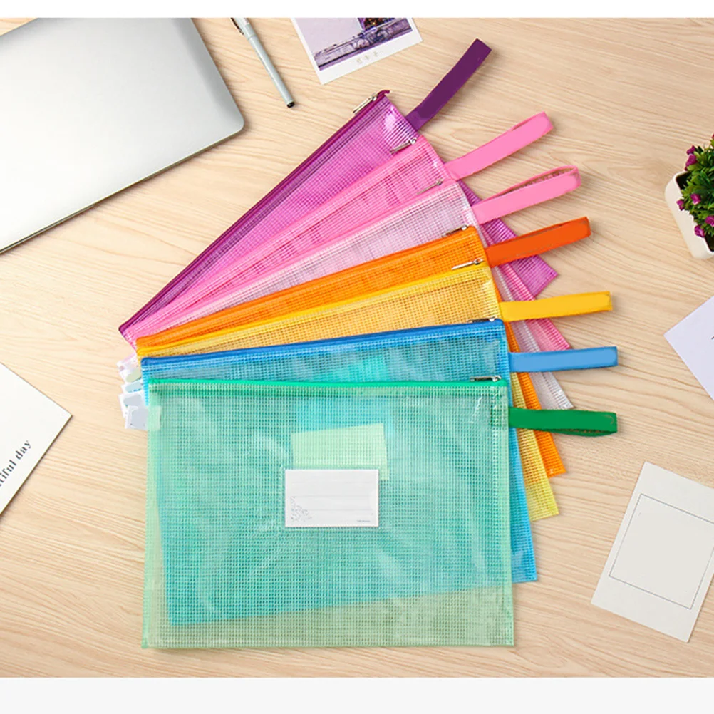 

7Pcs File Bags Waterproof Oilproof Organizer for Office School Travel Business Receipts Magazines Random Color