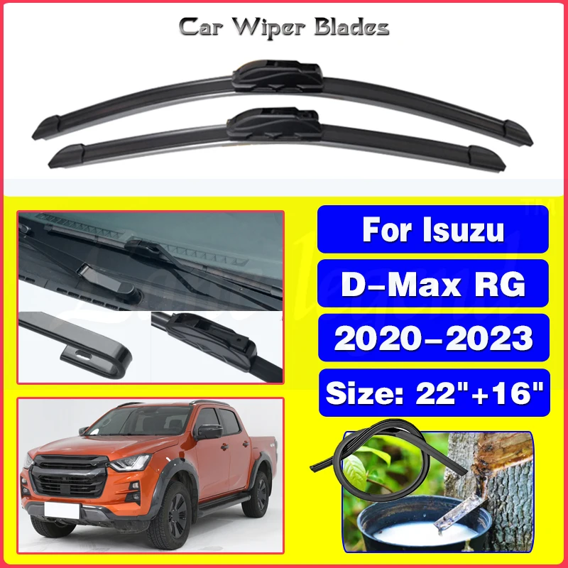 

Car Front Wiper Blades For Isuzu D-Max RG 2020 2021 2022 2023 Windscreen Windshield Windows Brushes Washer Accessories 22"+16"