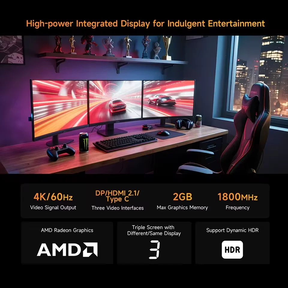 BMAX Mini PC B7 A Pro 16GB DDR4 RAM 512GB ROM AMD Ryzen 5 7430U Windows 11 Wi-Fi 6 يدعم 4K @ 60 هرتز