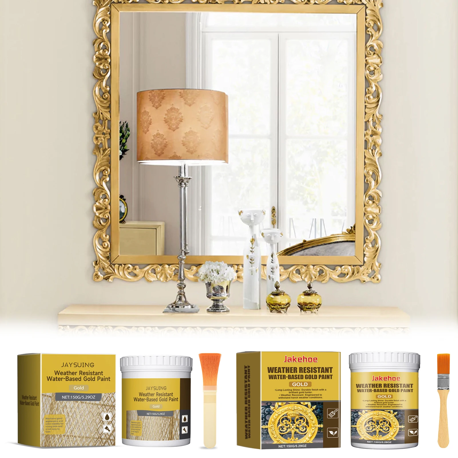 100g Weather Resistant Water-Based Gold Paint Metallic Gold Paint Waterproof Non Fading Craft Paints For Metal Wood Furniture