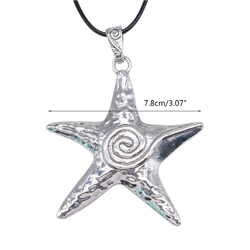 Punk Gothic Y2K Exaggerate Star Charm Clavicle Chainเชือกเทียน-เครื่องประดับ-Decor