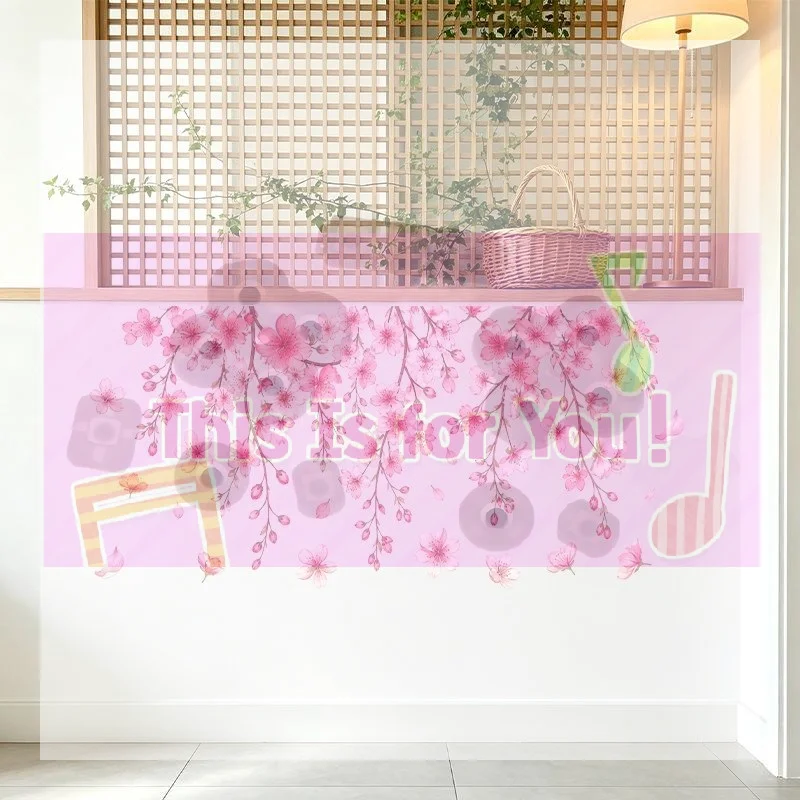 【MA】Pink Cherry Blossom Wall Stickers Self Adhesive Waterproof Perfect For Living Room Bedroom Home Decor