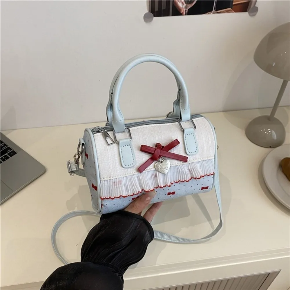 حقيبة يد سويت بولكا دوت بوسطن مقاومة للماء حقيبة بولينج كروس على الطراز الكوري بكتف واحد حقيبة مربعة صغيرة للمدرسة #4