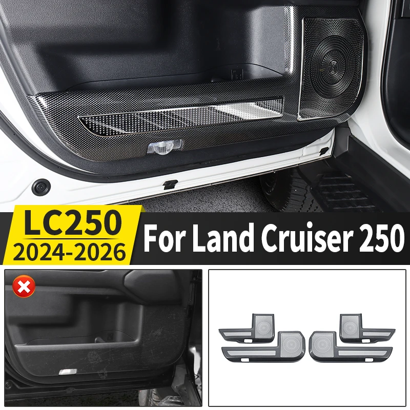 

For Land Cruiser Prado 250 2024 2025 Door Kick Protection Panel Carbon Fiber Style Anti-Scratch Car Accessories Interior Styling