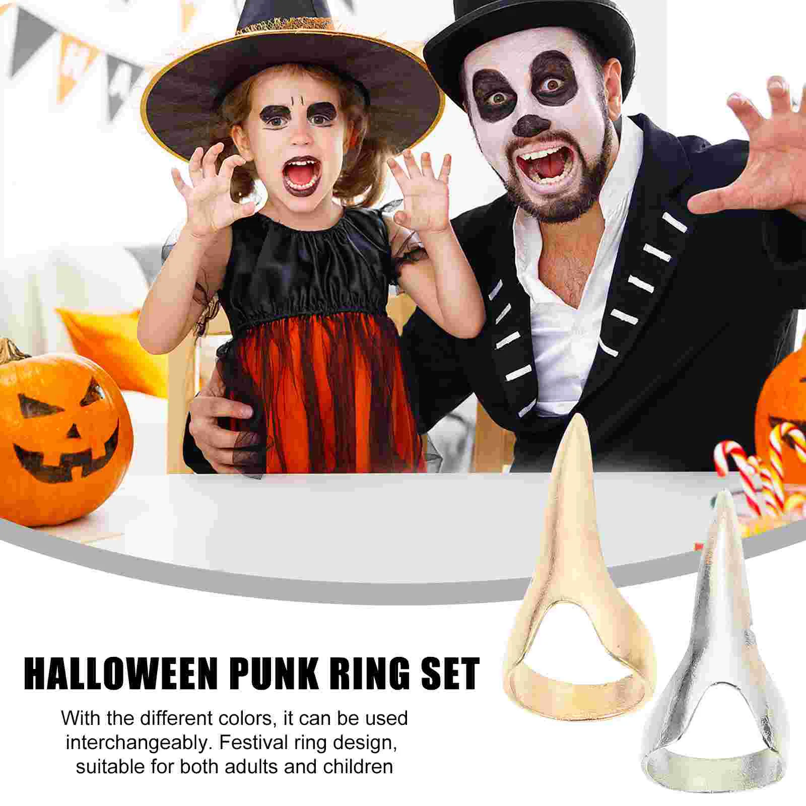 Elegante Halloween Ring Set, Witch Finger, Spooky Nail, Elegante para festa, Anéis chiques simples, 8 pcs