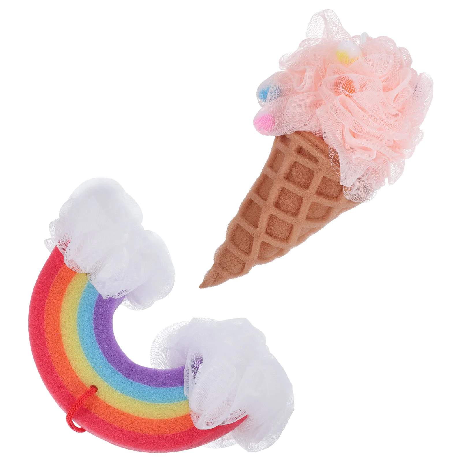 2 個レインボーバスフラワースポンジシャワージェルボディヘチマ女性のためのソフト厚い再利用可能な角質除去バックスクラバーディープクリーンスキン